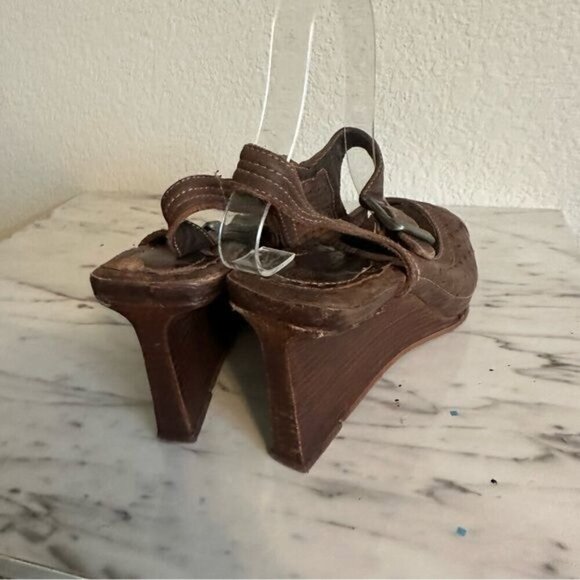 Neosens Brown Leather wedge Size 10 - Picture 5 of 11